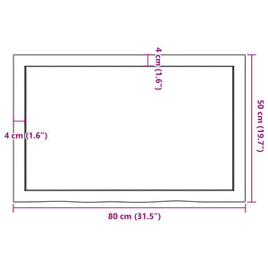 Waschtischplatte Dunkelbraun 80x50x(2-4)cm Massivholz Behandelt
