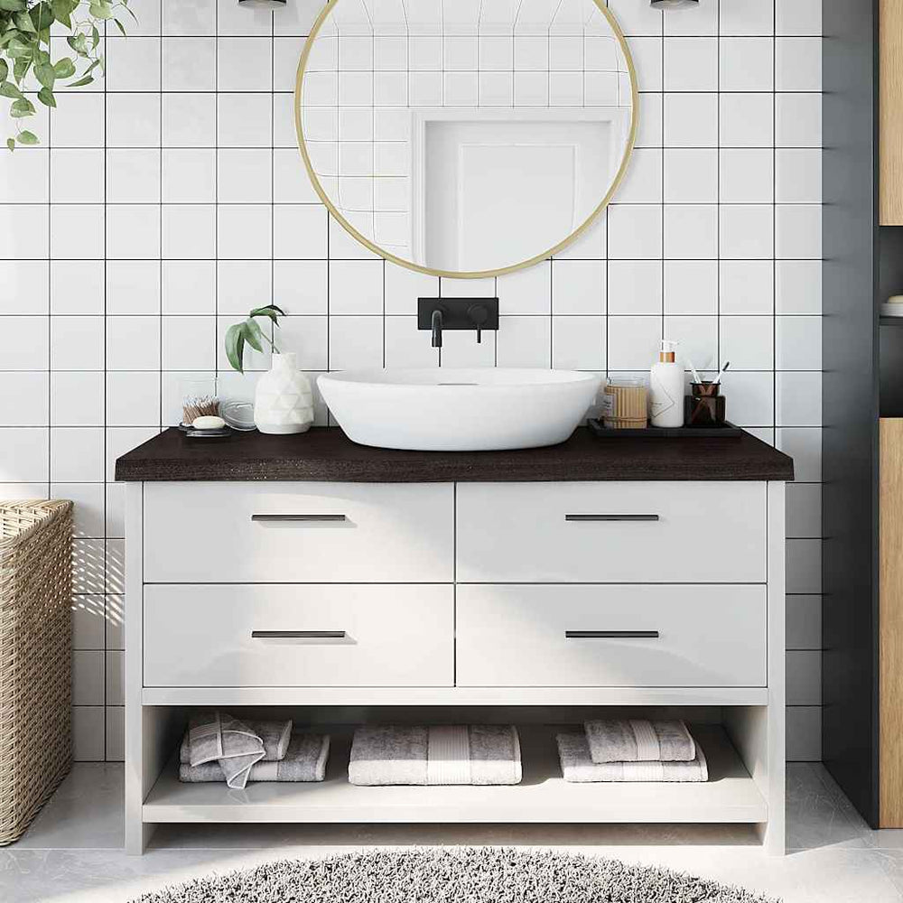 Waschtischplatte Dunkelbraun 100x40x(2-6)cm Massivholz