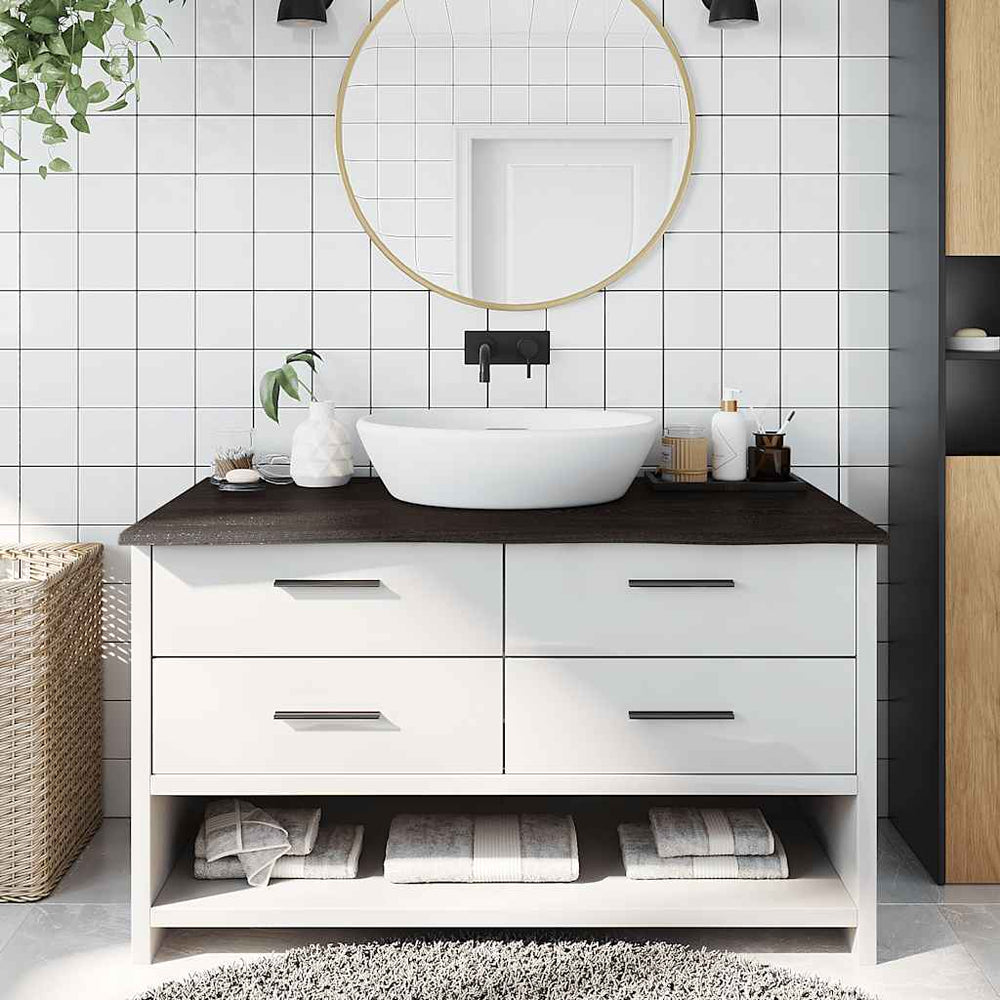 Waschtischplatte Dunkelbraun 100x50x2 cm Massivholz Behandelt