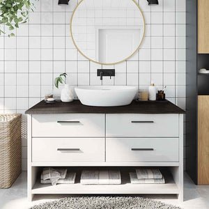 Waschtischplatte Dunkelbraun 100x50x2 cm Massivholz Behandelt