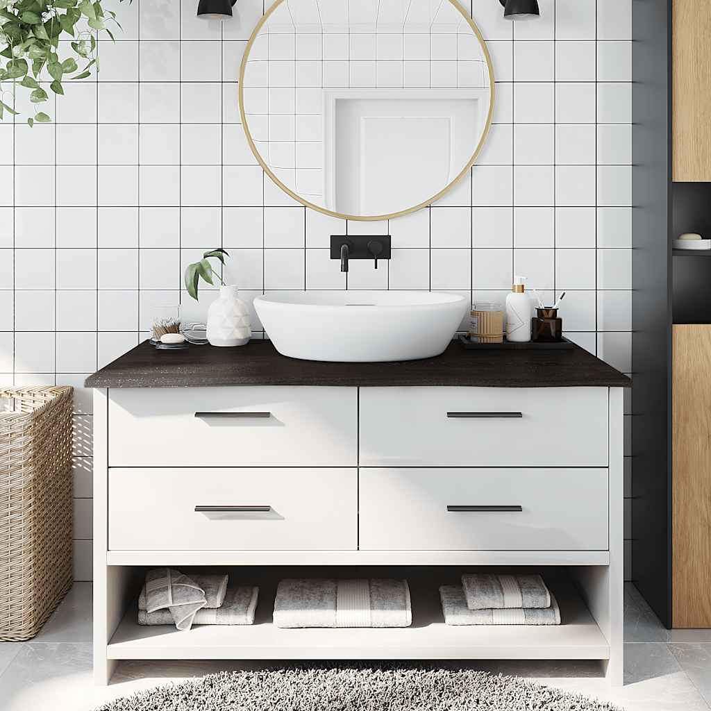 Waschtischplatte Dunkelbraun 100x50x2 cm Massivholz Behandelt