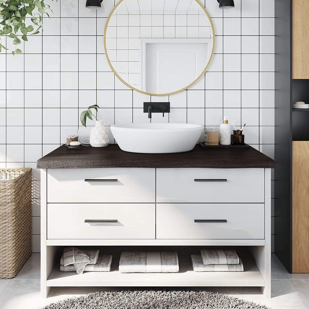 Waschtischplatte Dunkelbraun 100x50x(2-6)cm Massivholz