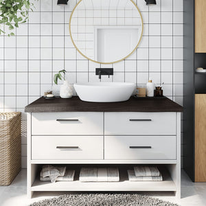 Waschtischplatte Dunkelbraun 100x50x(2-6)cm Massivholz