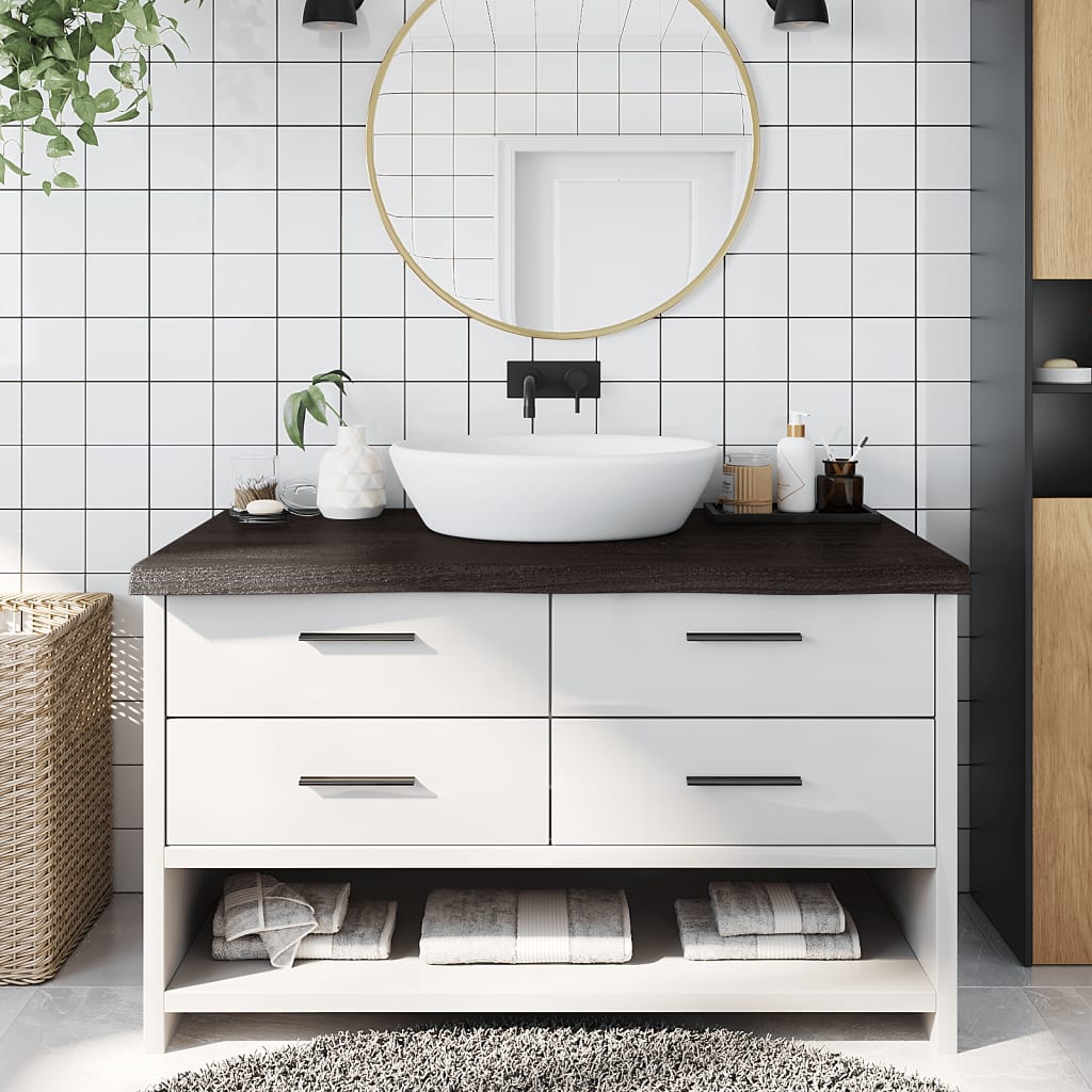 Waschtischplatte Dunkelbraun 100x50x(2-6)cm Massivholz