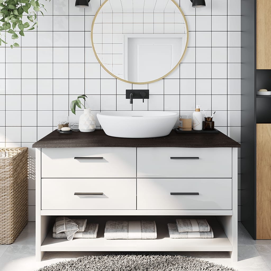 Waschtischplatte Dunkelbraun 100x60x2 cm Massivholz Behandelt