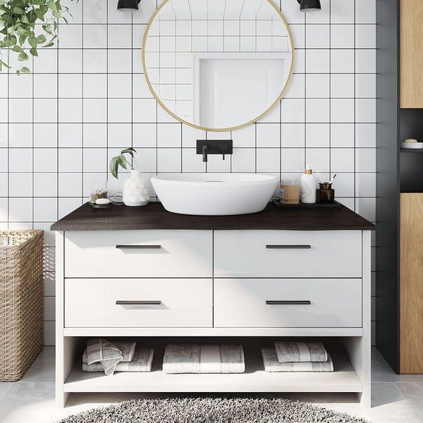 Waschtischplatte Dunkelbraun 100x60x2 cm Massivholz Behandelt