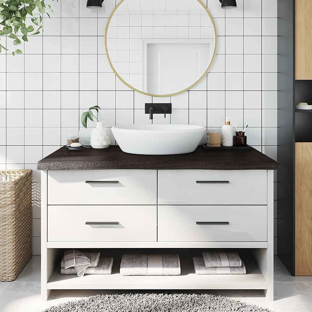 Waschtischplatte Dunkelbraun 100x60x(2-6)cm Massivholz