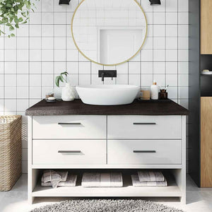 Waschtischplatte Dunkelbraun 100x60x(2-6)cm Massivholz