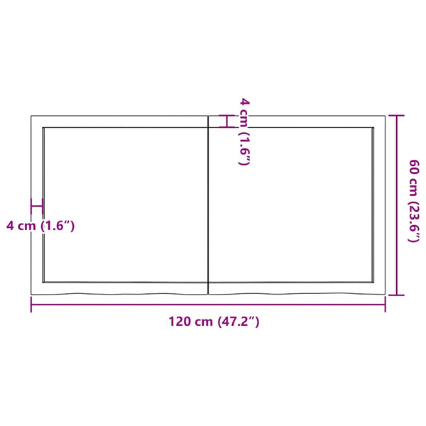 Waschtischplatte Dunkelbraun 120x60x(2-6)cm Massivholz