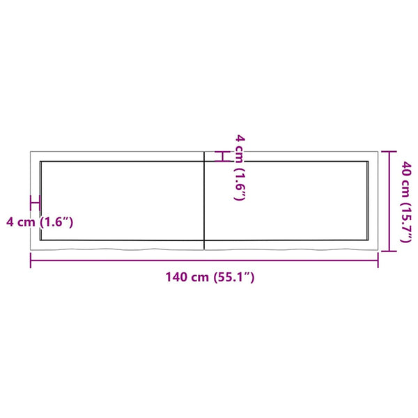 Waschtischplatte Dunkelbraun 140x40x(2-4)cm Massivholz