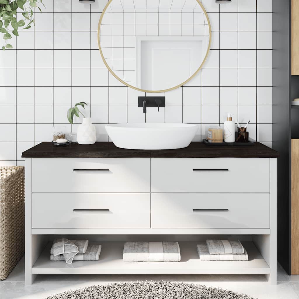 Waschtischplatte Dunkelbraun 160x50x(2-4)cm Massivholz