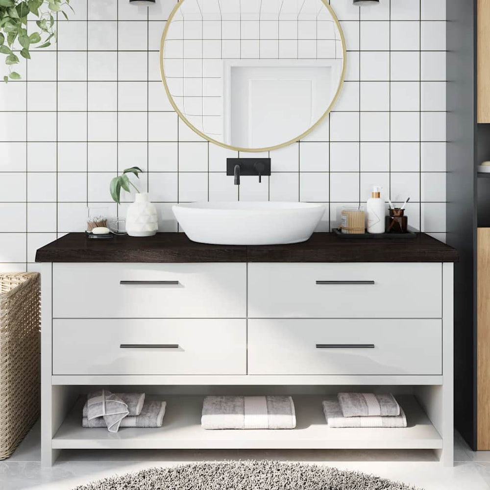 Waschtischplatte Dunkelbraun 160x60x(2-6)cm Massivholz
