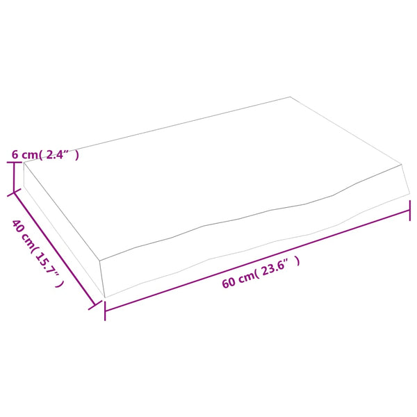 Tischplatte 60x40x(2-6) cm Massivholz Eiche Unbehandelt