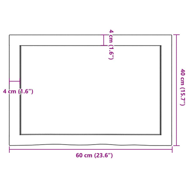 Tischplatte 60x40x(2-6) cm Massivholz Eiche Unbehandelt