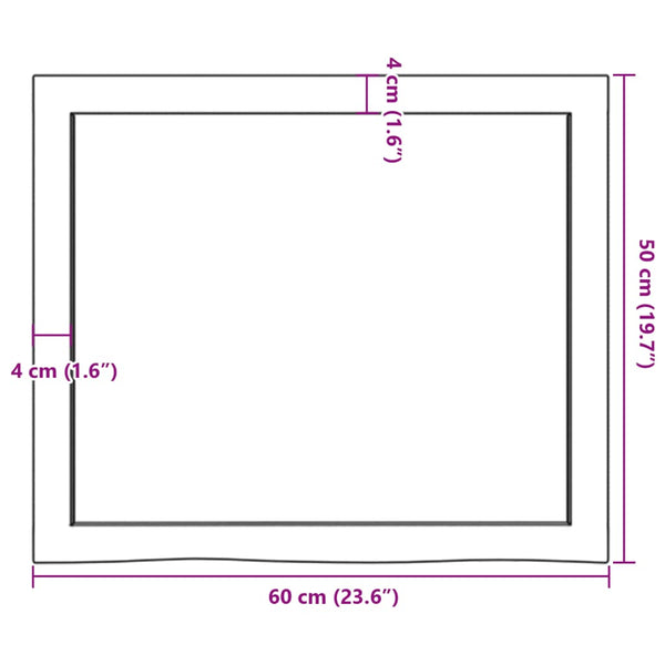Tischplatte 60x50x(2-4) cm Massivholz Eiche Unbehandelt