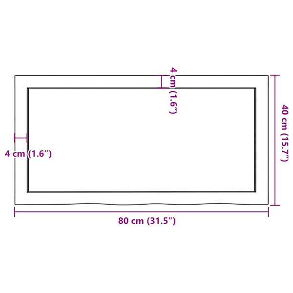 Tischplatte 80x40x(2-6) cm Massivholz Eiche Unbehandelt