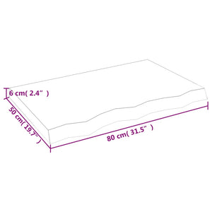 Tischplatte 80x50x(2-6) cm Massivholz Eiche Unbehandelt