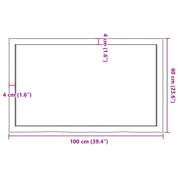 Tischplatte 100x60x(2-4) cm Massivholz Eiche Unbehandelt