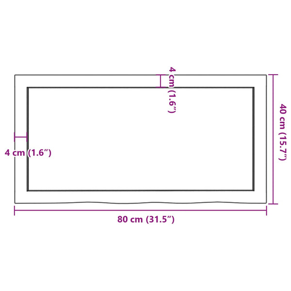 Tischplatte Hellbraun 80x40x(2-6) cm Massivholz Eiche Behandelt