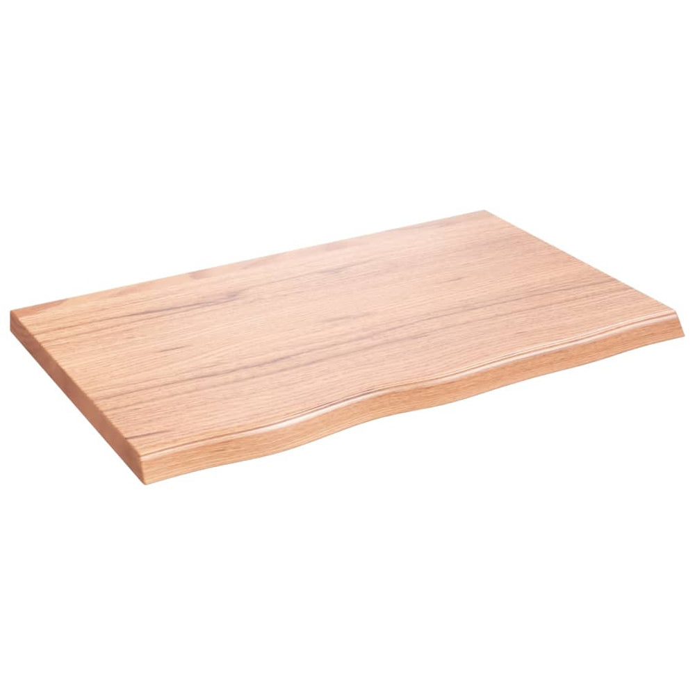 Tischplatte Hellbraun 80x50x(2-4) cm Massivholz Eiche Behandelt