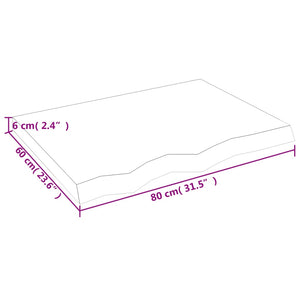 Tischplatte Hellbraun 80x60x(2-6) cm Massivholz Eiche Behandelt