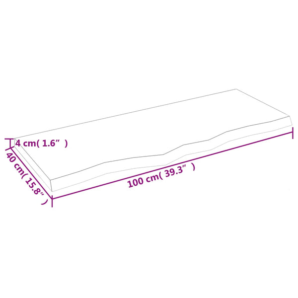 Tischplatte Hellbraun 100x40x(2-4)cm Massivholz Eiche Behandelt