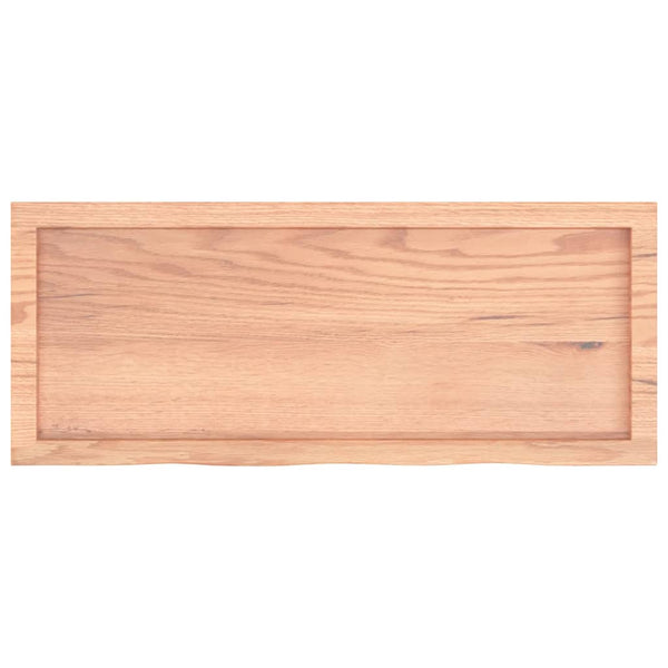 Tischplatte Hellbraun 100x40x(2-6)cm Massivholz Eiche Behandelt