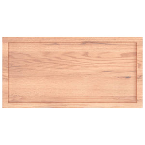 Tischplatte Hellbraun 100x50x(2-6)cm Massivholz Eiche Behandelt