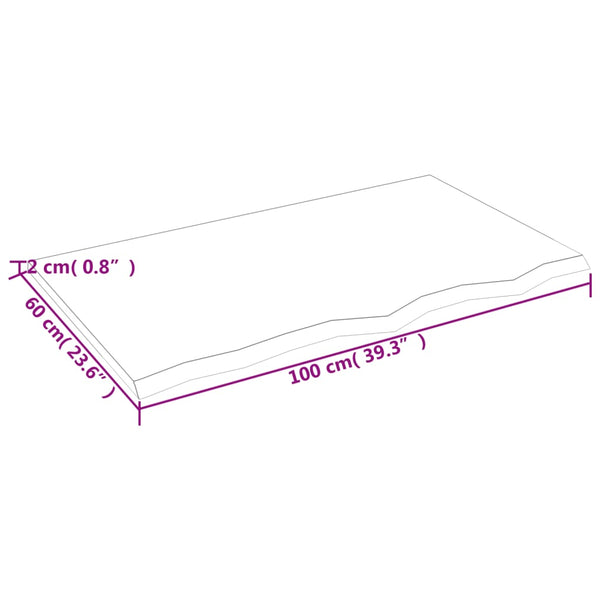 Tischplatte Hellbraun 100x60x2 cm Massivholz Eiche Behandelt