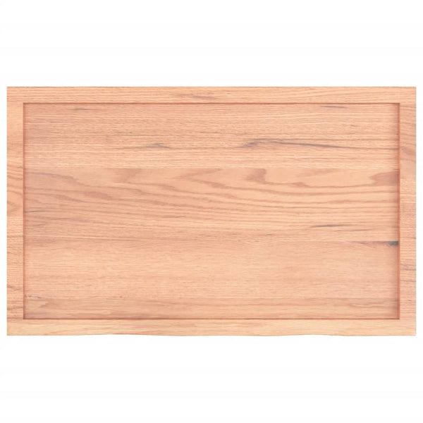 Tischplatte Hellbraun 100x60x(2-4)cm Massivholz Eiche Behandelt
