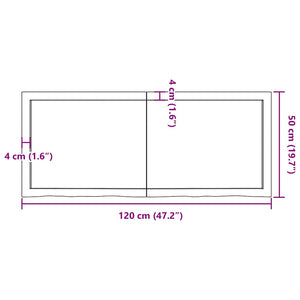 Tischplatte Hellbraun 120x50x(2-4)cm Massivholz Eiche Behandelt