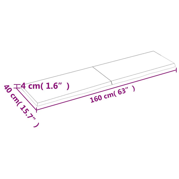 Tischplatte Hellbraun 160x40x(2-4)cm Massivholz Eiche Behandelt