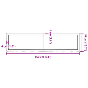 Tischplatte Hellbraun 160x40x(2-4)cm Massivholz Eiche Behandelt