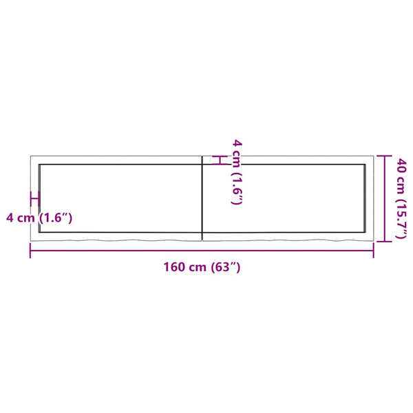 Tischplatte Hellbraun 160x40x(2-4)cm Massivholz Eiche Behandelt