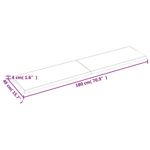 Tischplatte Hellbraun 180x40x(2-4)cm Massivholz Eiche Behandelt