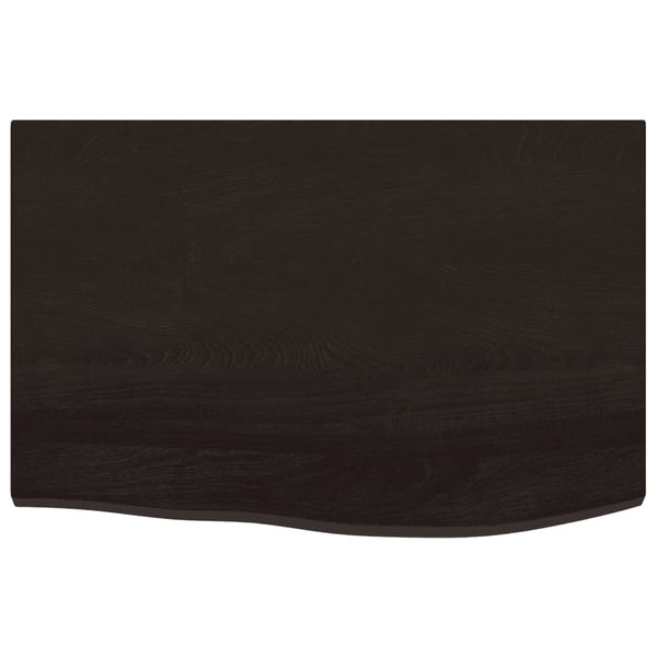 Tischplatte Dunkelbraun 60x40x2 cm Massivholz Eiche Behandelt