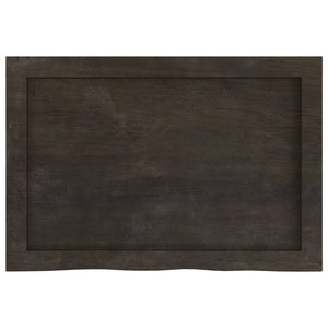 Tischplatte Dunkelbraun 60x40x(2-4)cm Massivholz Eiche