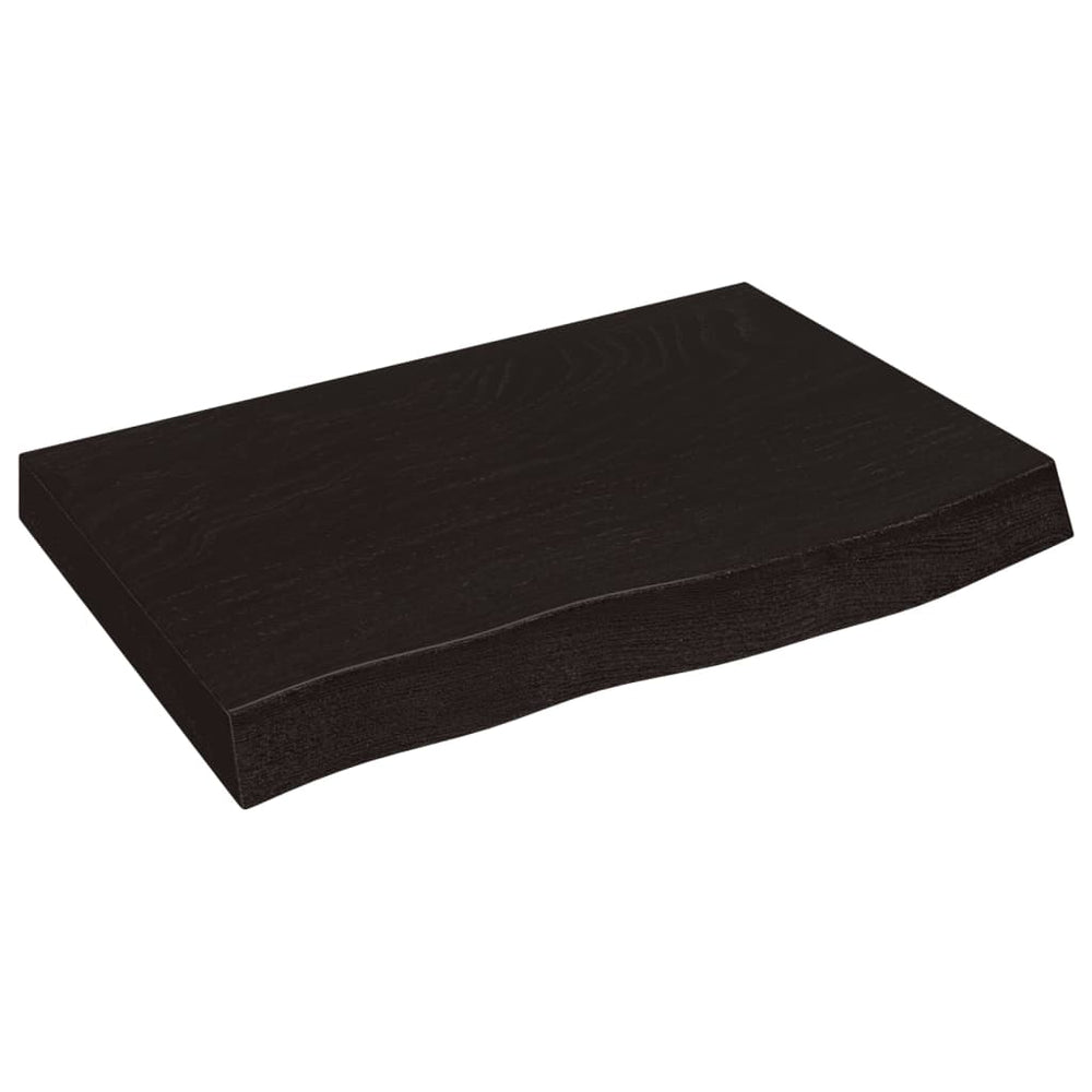 Tischplatte Dunkelbraun 60x40x(2-6)cm Massivholz Eiche