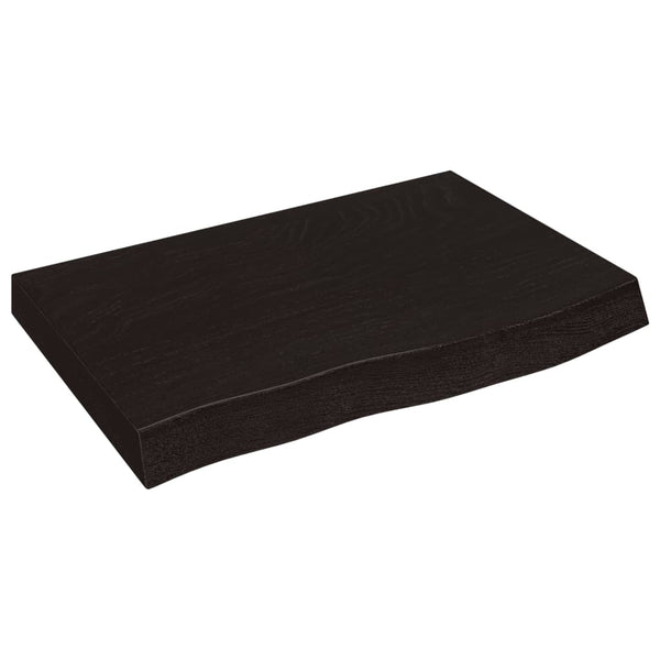 Tischplatte Dunkelbraun 60x40x(2-6)cm Massivholz Eiche