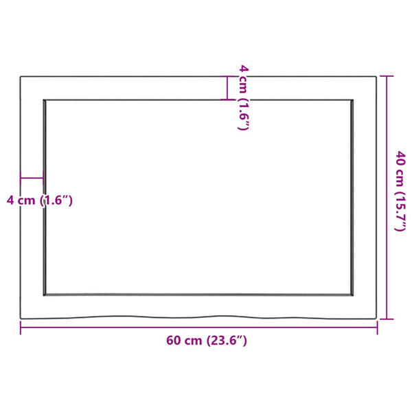 Tischplatte Dunkelbraun 60x40x(2-6)cm Massivholz Eiche