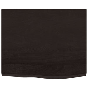 Tischplatte Dunkelbraun 60x50x2 cm Massivholz Eiche Behandelt