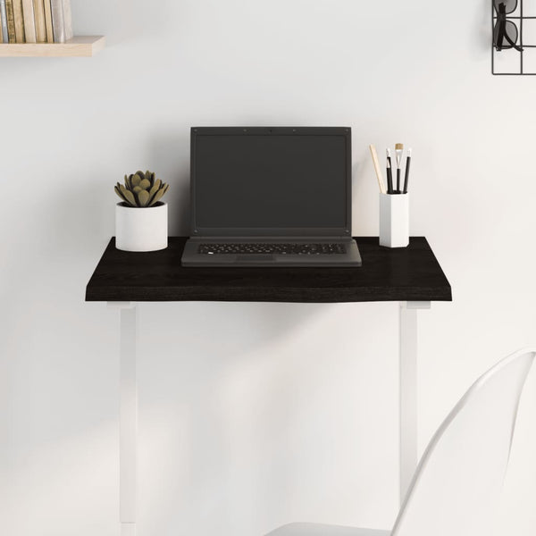Tischplatte Dunkelbraun 60x50x2 cm Massivholz Eiche Behandelt