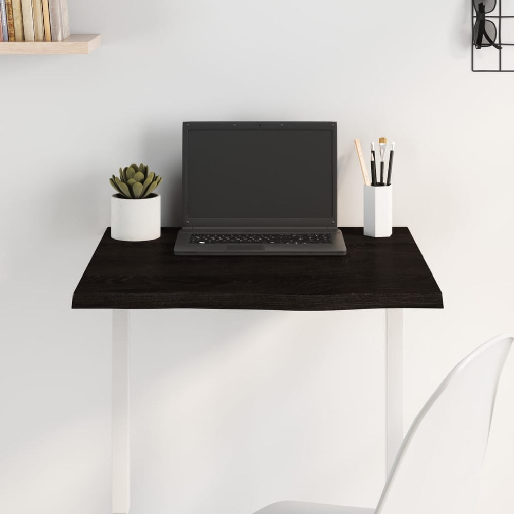 Tischplatte Dunkelbraun 60x60x2 cm Massivholz Eiche Behandelt