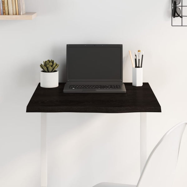 Tischplatte Dunkelbraun 60x60x2 cm Massivholz Eiche Behandelt