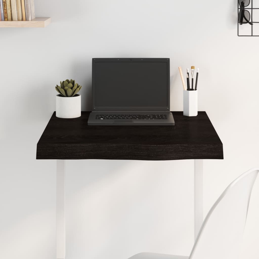 Tischplatte Dunkelbraun 60x60x(2-6)cm Massivholz Eiche