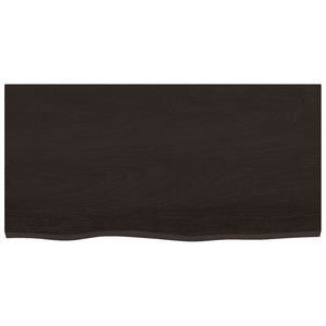 Tischplatte Dunkelbraun 80x40x2 cm Massivholz Eiche Behandelt