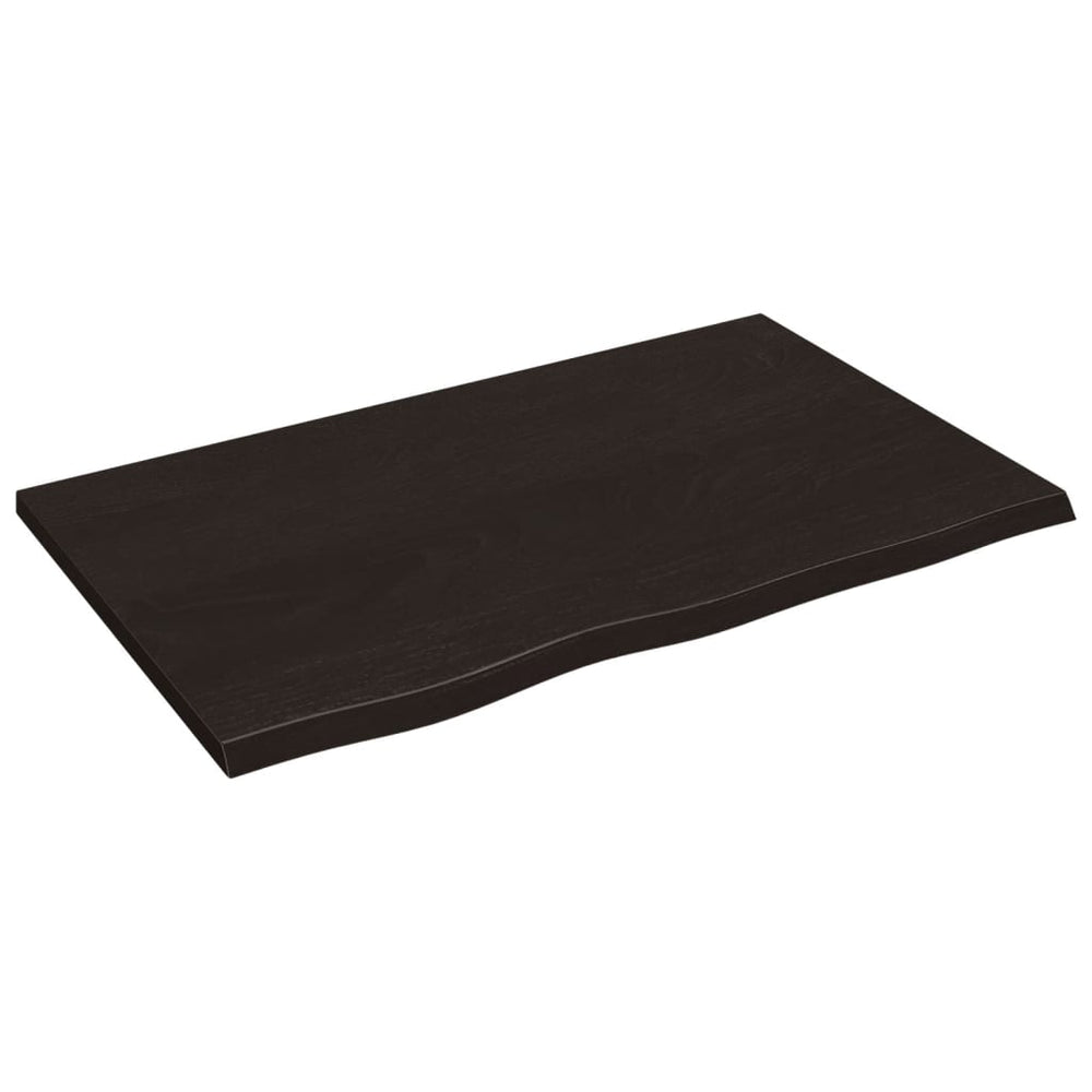 Tischplatte Dunkelbraun 80x50x2 cm Massivholz Eiche Behandelt