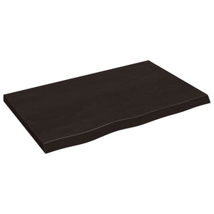 Tischplatte Dunkelbraun 80x50x(2-4)cm Massivholz Eiche