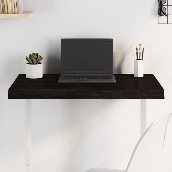Tischplatte Dunkelbraun 80x50x(2-6)cm Massivholz Eiche