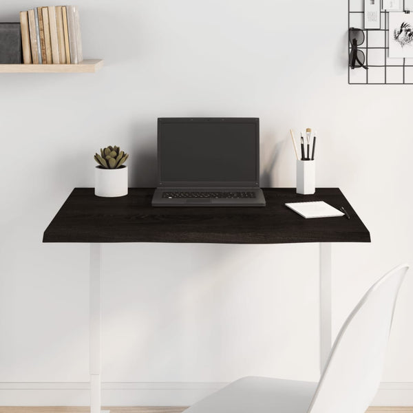 Tischplatte Dunkelbraun 80x60x2 cm Massivholz Eiche Behandelt
